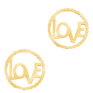 Colgantes/entrepieza Acero Inox "LOVE" Dorado