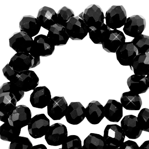 Abalorios faceteados disco 4x3 mm Negro azabache-revestimiento pearl shine