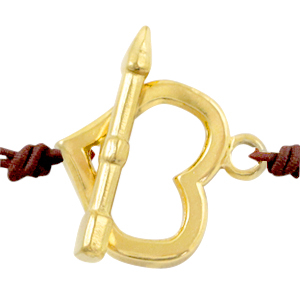 Fornituras Acero Inox cierre en forma de T coraz&oacute;n Dorado