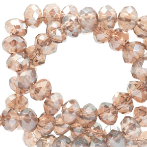 Abalorios faceteados disco 4x3 mm Beige champagne-revestimiento pearl shine