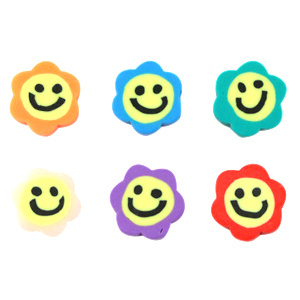 Abalorios pol&iacute;mero flor smiley Multicolor