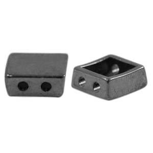 Abalorios met&aacute;licos DQ duo beads cuadrado Plata antracita (sin n&iacute;quel)
