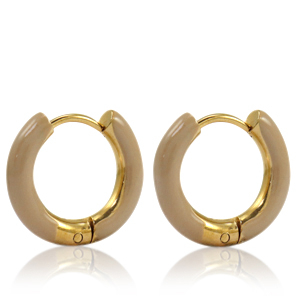 Pendientes Acero Inox criolla esmalte 16mm Nude marr&oacute;n-dorado