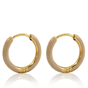 Pendientes Acero Inox criolla esmalte 14mm Nude marr&oacute;n-dorado