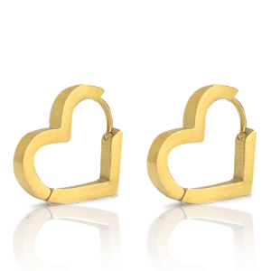 Pendientes Acero Inox coraz&oacute;n Dorado