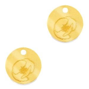 Colgantes Plexx 12mm Flor de nacimiento Agosto-Amapola Dorado