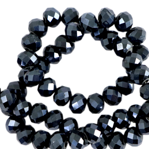 Abalorios faceteados disco 8x6 mm Negro-revestimiento pearl shine