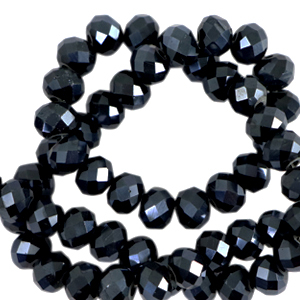 Abalorios faceteados disco 4x3 mm Negro-revestimiento pearl shine