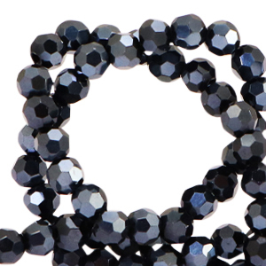 Abalorios faceteados redondos 4mm Negro-revestimiento pearl shine
