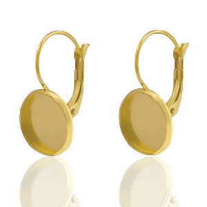 Fornituras Acero Inox pendientes para cabuch&oacute;n 12mm Dorado