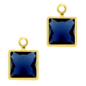 Colgantes de cristal cuadrado Azul royal-dorado