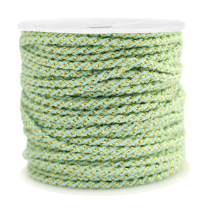 Hilo macram&eacute; espiral 1.5mm Dorado-verde menta delicado