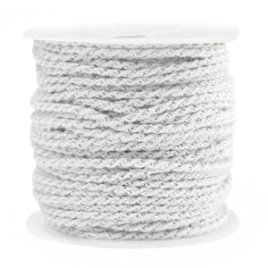 Hilo macram&eacute; espiral 1.5mm Plateado-blanco