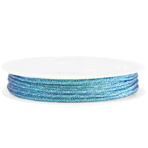Hilo macram&eacute; trenzado 1mm Azul azure met&aacute;lico
