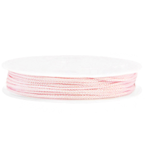 Hilo macram&eacute; trenzado 1mm Rosa suave met&aacute;lico