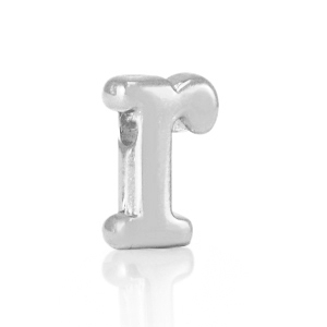 Abalorios letras met&aacute;licos DQ R Plata vieja (sin n&iacute;quel)