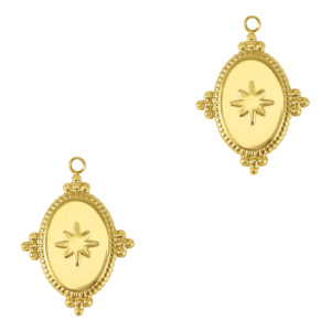 Colgantes Acero Inox ovalado estrella Dorado