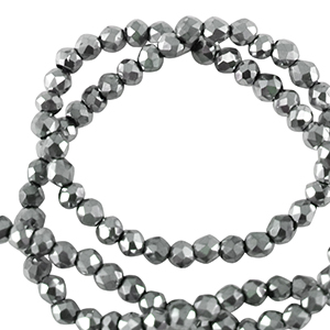Abalorios faceteados redondos 2mm Plateado-revestimiento pearl shine