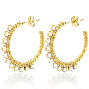 Pendientes Acero Inox criolla 30mm Dorado-blanco