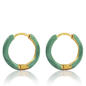 Pendientes Acero Inox criolla esmalte 17mm Verde Persa-dorado
