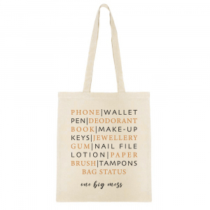 Bolsa de algod&oacute;n "Bag status one big mess" Beige crudo