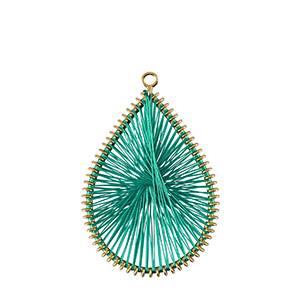 Colgantes tejidos con hilo macram&eacute; gota Dorado-verde caba&ntilde;a