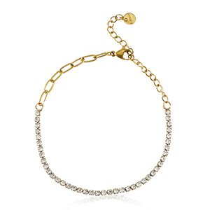 Pulseras Acero Inox Dorado-cristal