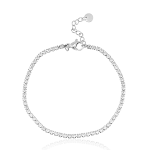 Pulseras Acero Inox Plateado-cristal