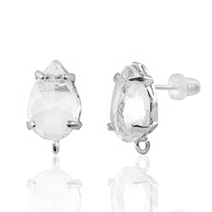 Pendientes de Cristal con anilla gota Cristal-plateado