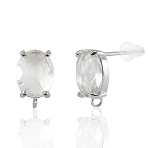 Pendientes de Cristal con anilla ovalado Cristal-plateado