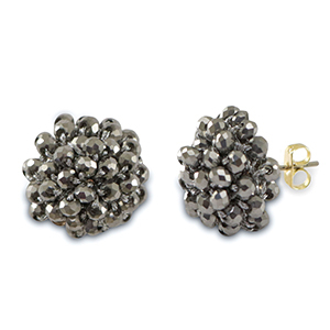 Pendientes faceteados con anilla Plateado