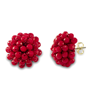 Pendientes faceteados con anilla Rojo