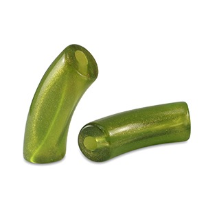 Abalorios acr&iacute;licos tubo brillante Verde oliva dorado