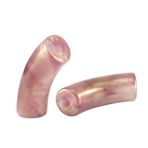 Abalorios acr&iacute;licos tubo brillante Rosa vintage dorado