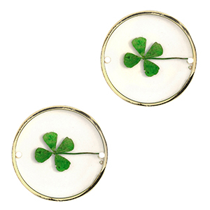 Entrepiezas con flores secas 20mm Dorado-verde