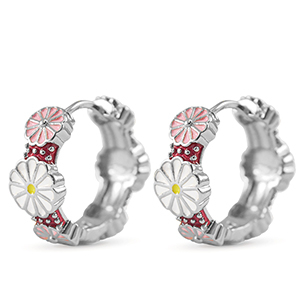 Metal TQ lat&oacute;n criolla esmalte flor Plateado-blanco rosa