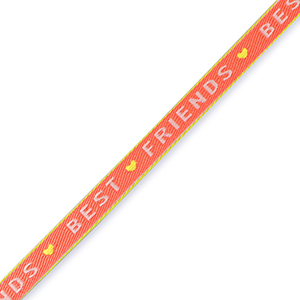 Cinta con texto "best friends" Rojo coral-verde lima