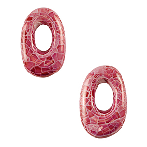 Abalorios de cer&aacute;mica griega DQ &oacute;valo mosaico Rosa malva