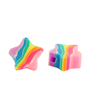 Abalorios de pol&iacute;meros estrella Multicolor