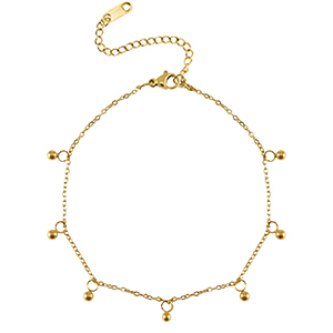 Pulseras Acero Inox bola Dorado