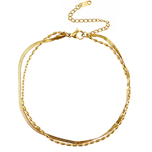 Pulseras tobillera Acero Inox doble capa Dorado