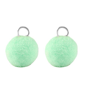colgantes pomp&oacute;n con anilla 10mm Plateado-verde menta