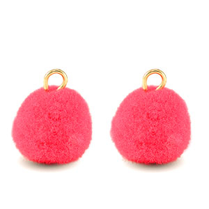 colgantes pomp&oacute;n con anilla 10mm Dorado-rosa hot