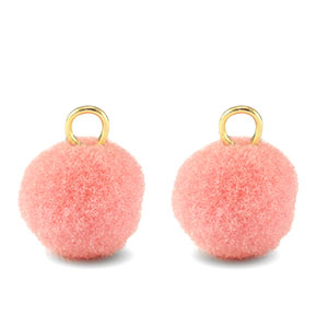 colgantes pomp&oacute;n con anilla 10mm Dorado-rosa