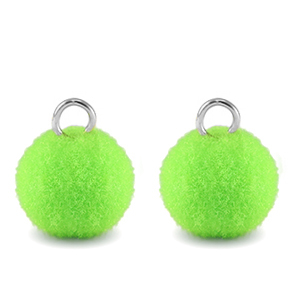colgantes pomp&oacute;n con anilla 10mm Plateado-verde n&eacute;on