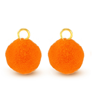 colgantes pomp&oacute;n con anilla 10mm Dorado-naranja ne&oacute;n