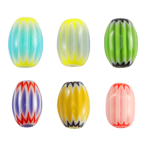 Abalorios Millefiori tubo Multicolor verde-amarillo