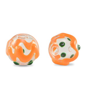 Abalorios de cristal pintados a mano 14mm Transparente-verde naranja