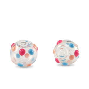 Abalorios de cristal pintados a mano 8mm Transparente-rojo azul