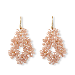 Pendientes faceteados gota Dorado-rosa beige